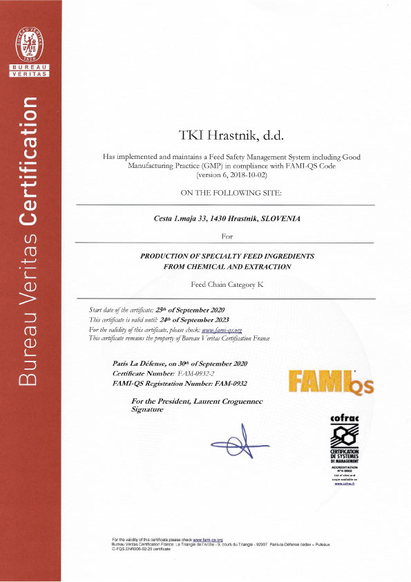 Certifikat FAMI QS